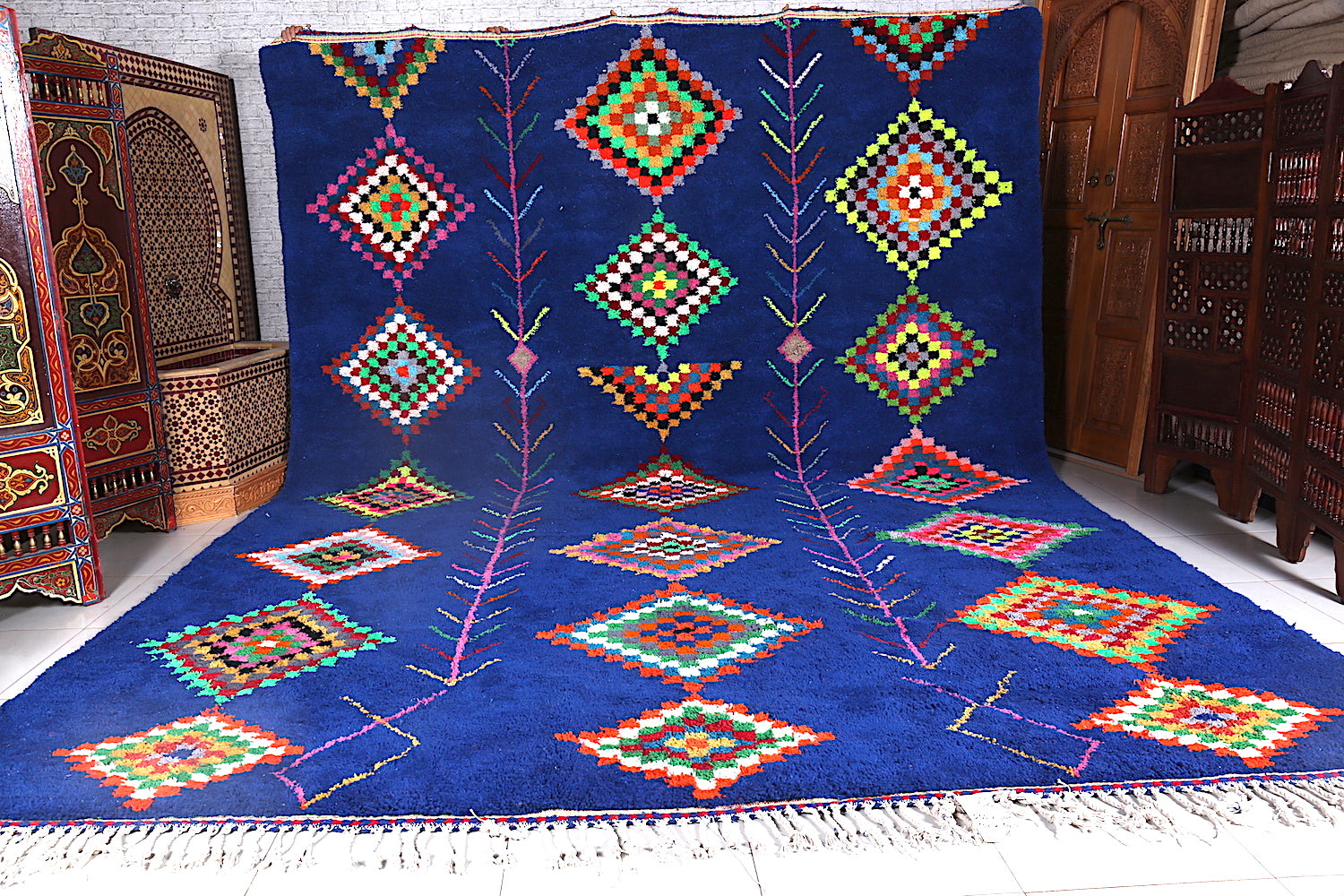 Azilal rug berber handmade - Blue Moroccan Rug - Custom Rug