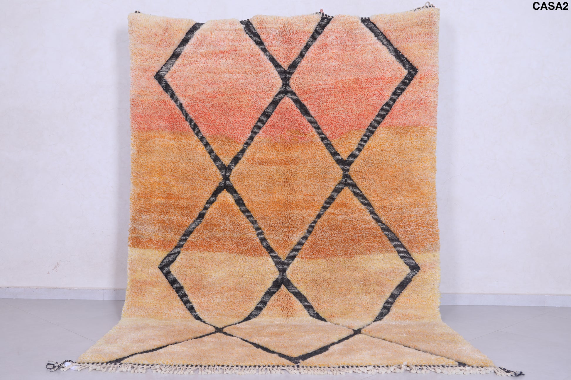 Orange Moroccan berber rug - Handmade Boujaad Rug- Custom Rug