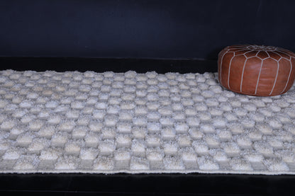 Moroccan Beige checkered rug - Checkered Beige rug - Wool rug
