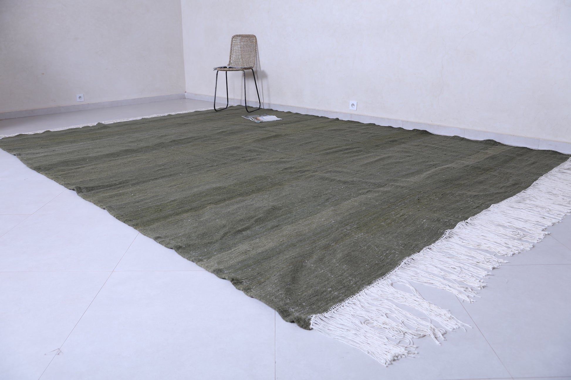 Custom hand woven kilim rug - Green moroccan rug