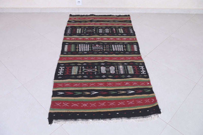 Moroccan Berber Handwoven Kilim - 2.9 x 5.8 ft | Traditional Artisan Rug - Handwoven Kilim