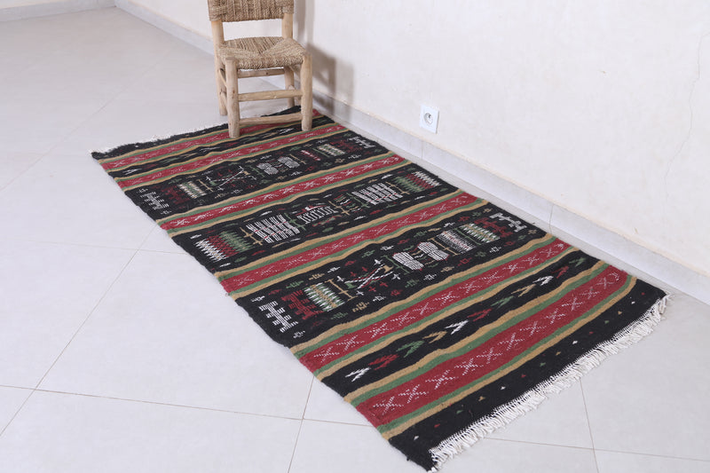 Moroccan Berber Handwoven Kilim - 2.9 x 5.8 ft | Traditional Artisan Rug - Handwoven Kilim