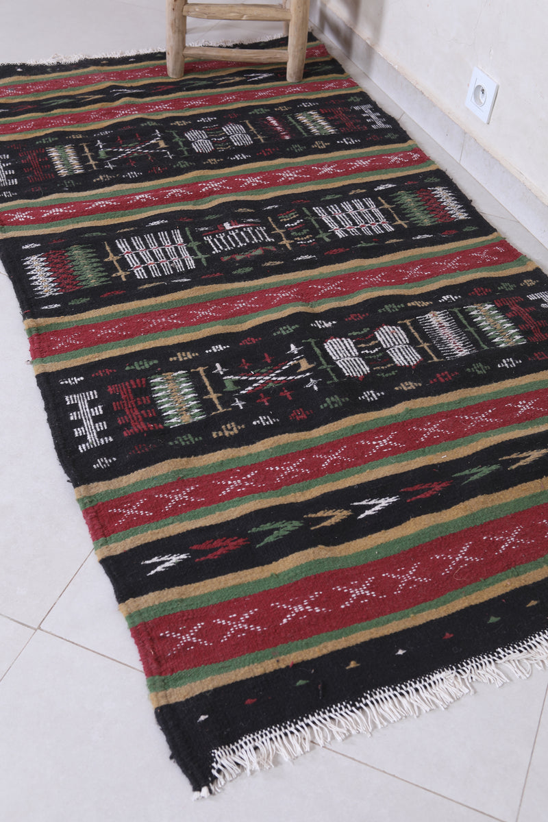 Moroccan Berber Handwoven Kilim - 2.9 x 5.8 ft | Traditional Artisan Rug - Handwoven Kilim