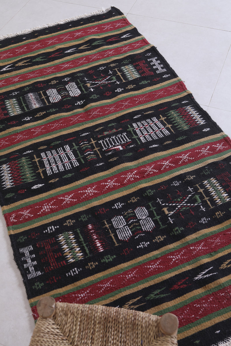 Moroccan Berber Handwoven Kilim - 2.9 x 5.8 ft | Traditional Artisan Rug - Handwoven Kilim
