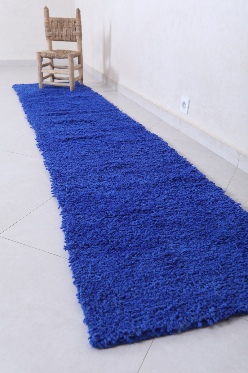 Moroccan Rug - Deep Blue Runner 2ft x 9.9ft - Beni ourain rugs