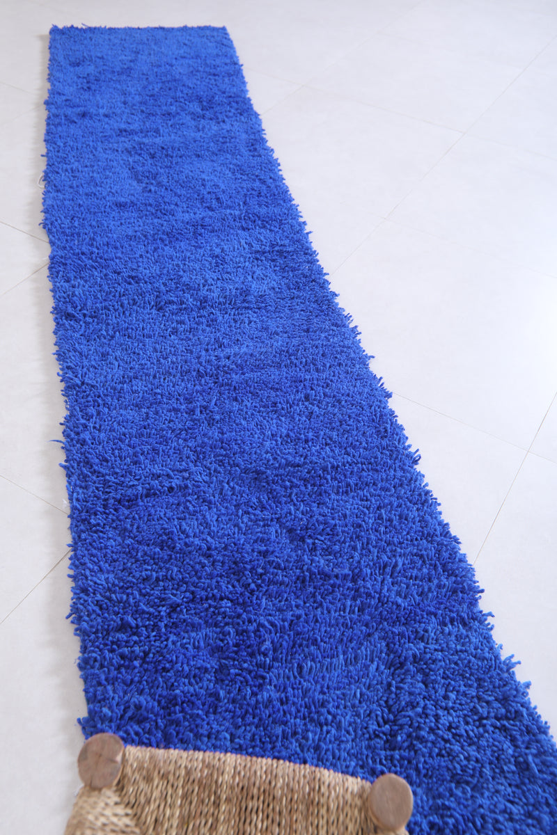 Moroccan Rug - Deep Blue Runner 2ft x 9.9ft - Beni ourain rugs