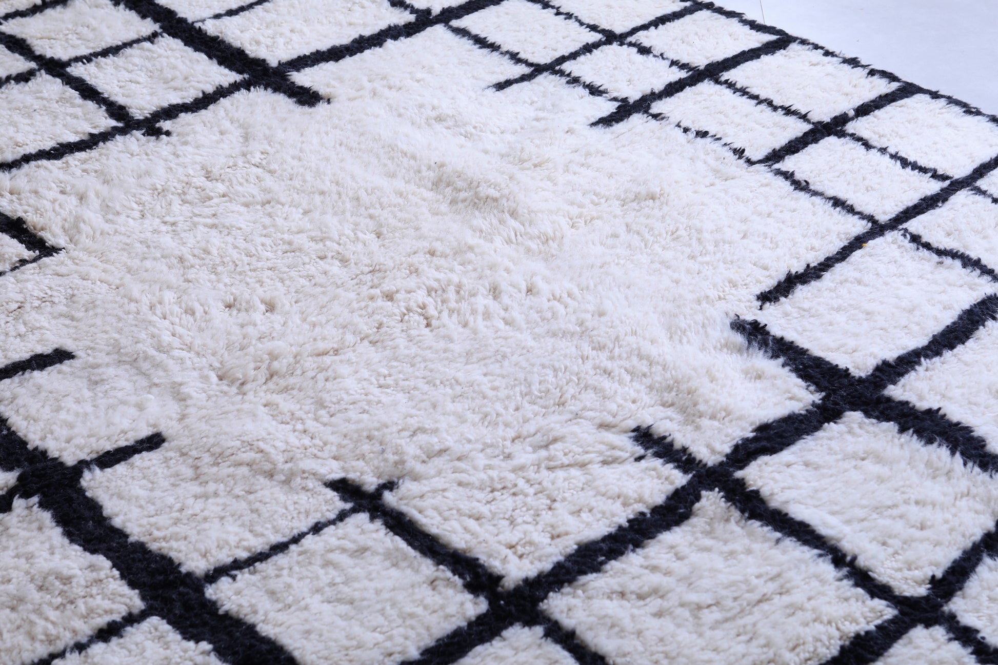 Authentic White Moroccan rug - Berber rug - Grid rug