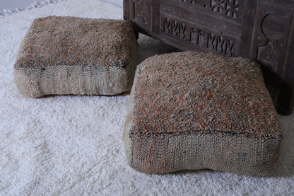 Two Moroccan handmade berber ottoman rug poufs