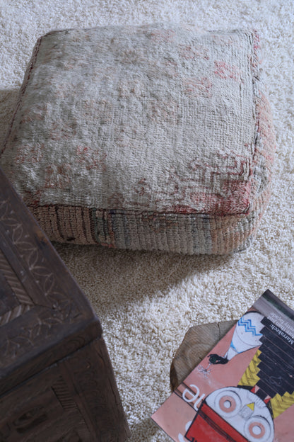 Moroccan handmade kilim ottoman old rug pouf