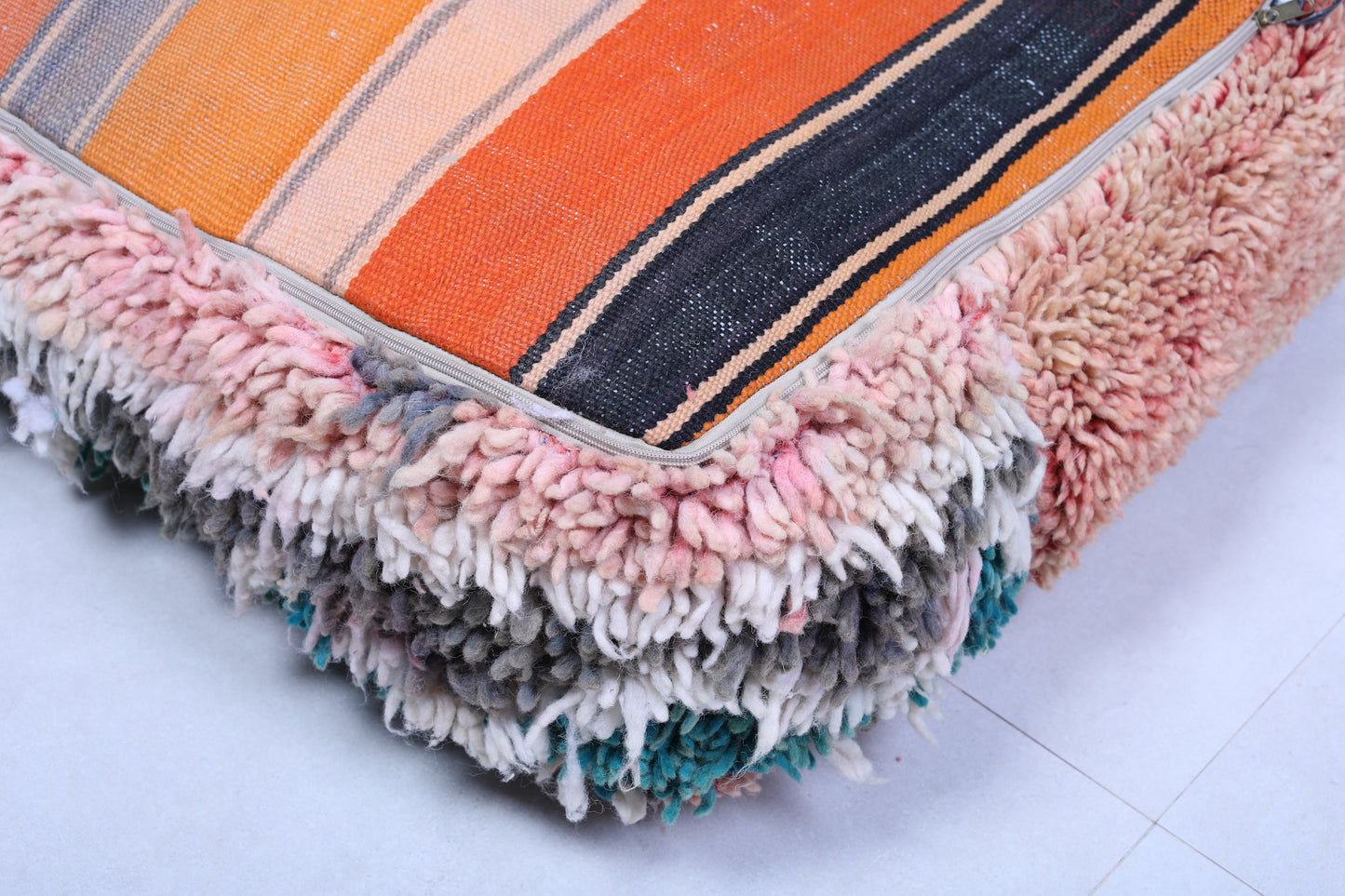 Moroccan berber ottoman colorful rug pouf