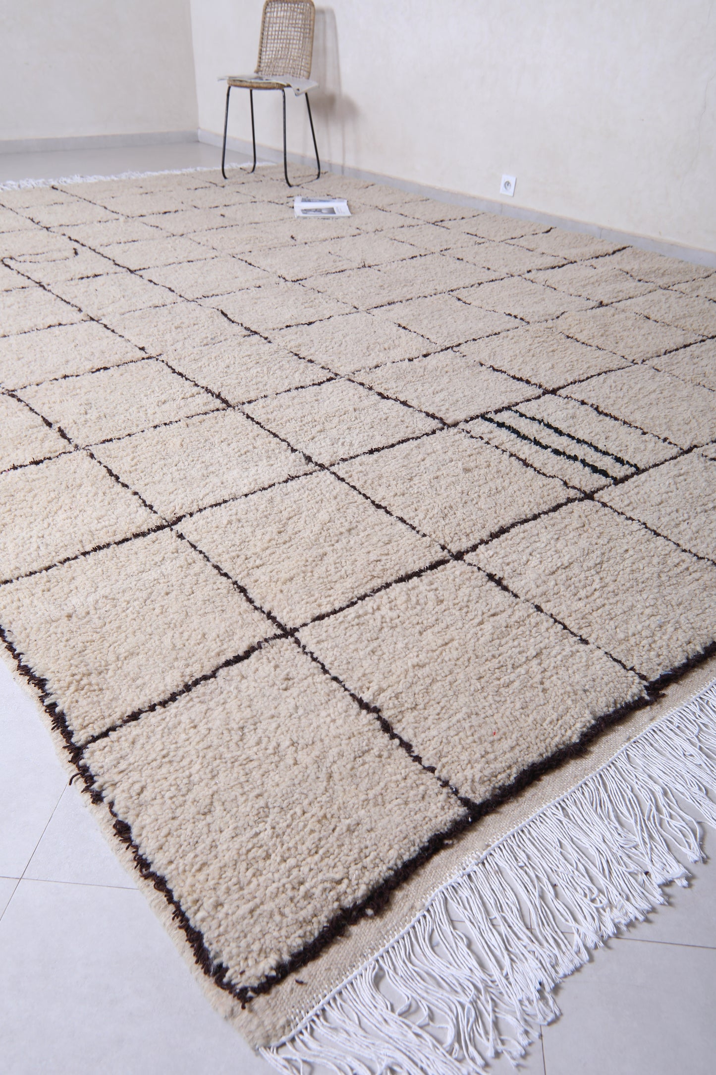 Authentic handmade Beniourain rug - Berber rug - Beige rug