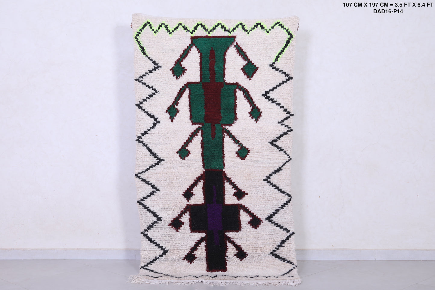 Vintage handmade moroccan berber runner rug 3.5 FT X 6.4 FT