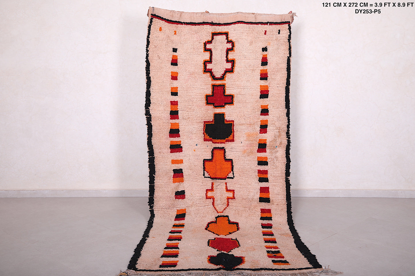 Wool Azilal berber rug 3.9 X 8.9 Feet