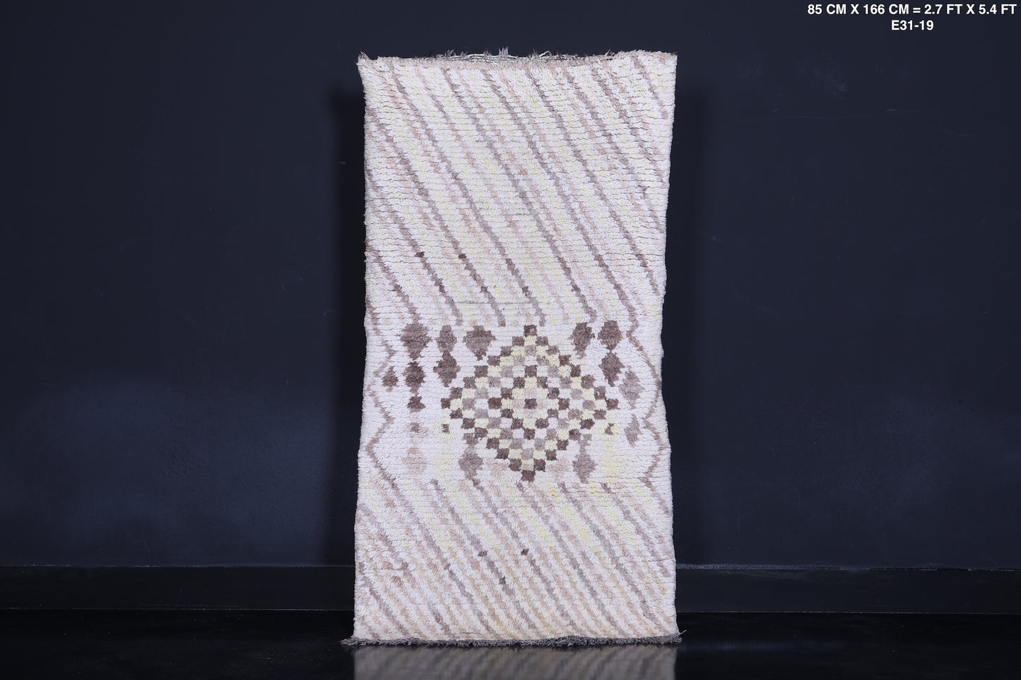 Biege Moroccan Runner rug 2.7 X 5.4 Feet