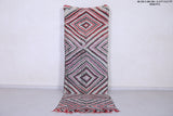 Vintage handmade moroccan runner rug 3.2 FT X 9.7 FT