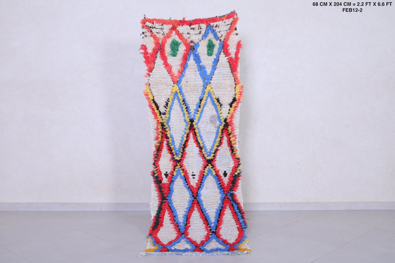 Moroccan Runner Rug - 2.2 x 6.6 Feet Handmade Wool - moroccan rug