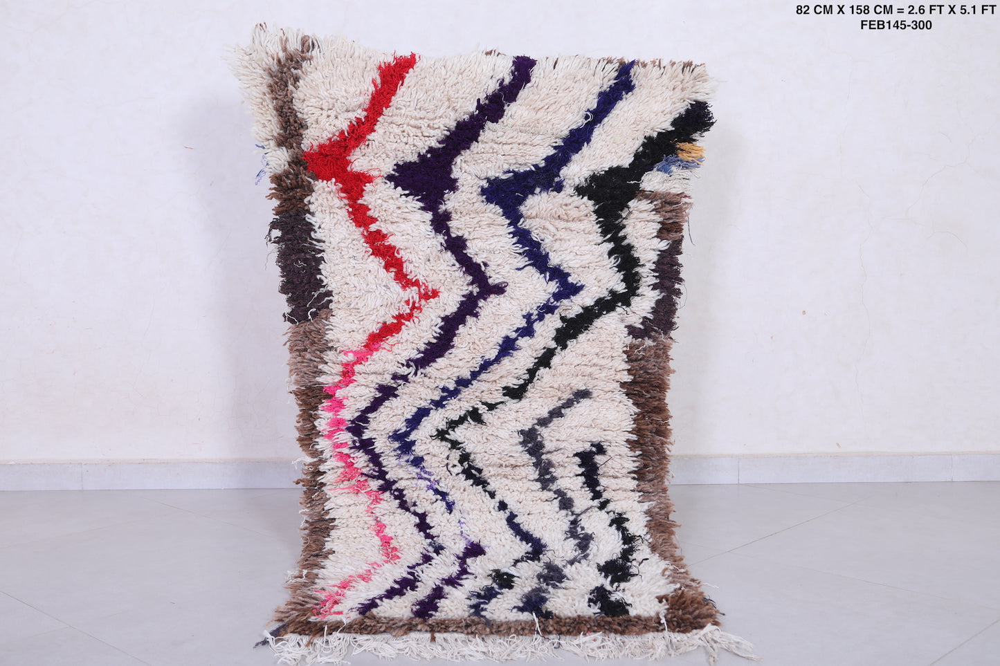 vintage handmade moroccan berber runner rug 2.6 FT X 5.1 FT