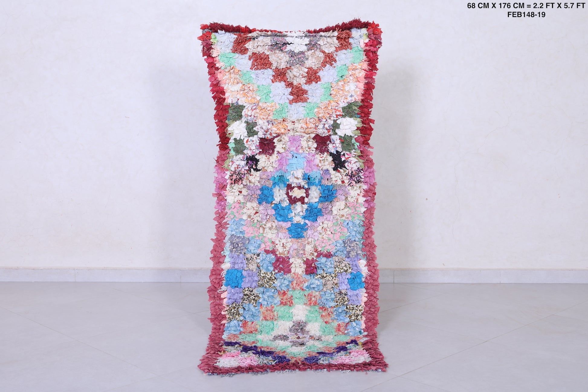 Vintage handmade moroccan berber runner rug 2.2 FT X 5.7 FT
