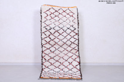 Vintage handmade moroccan berber runner rug 2.8 FT X 5.3 FT