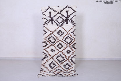 Vintage handmade moroccan berber runner rug 2.6 FT X 6.7 FT