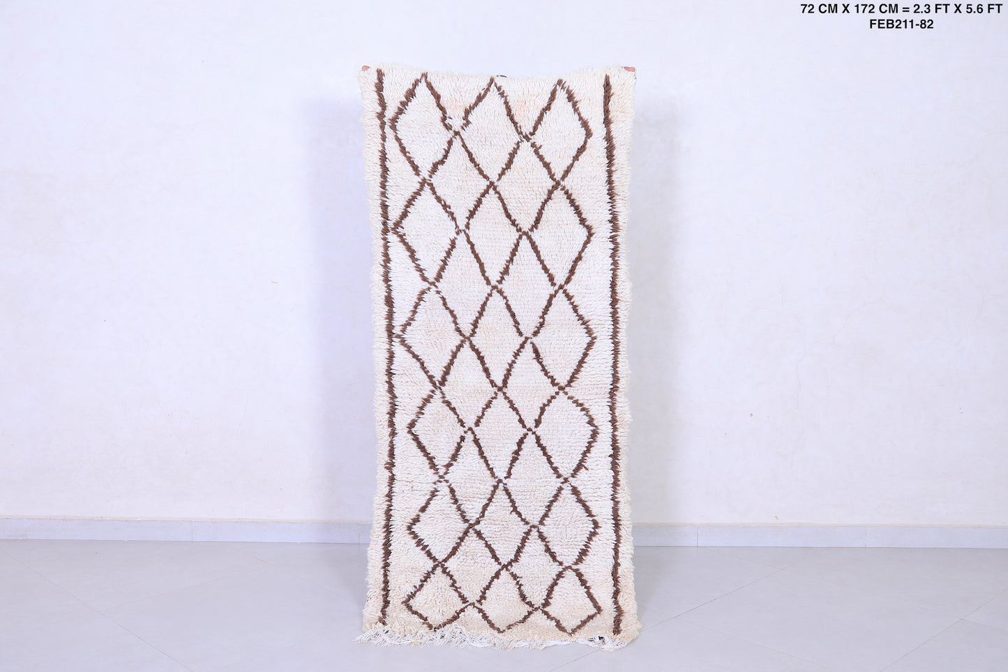 Vintage handmade moroccan berber runner rug 2.3 FT X 5.6 FT