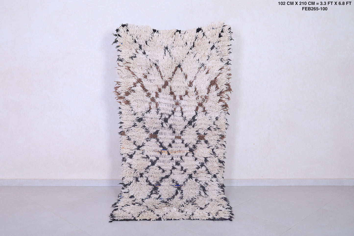 Vintage handmade moroccan berber runner rug 3.3 FT X 6.8 FT