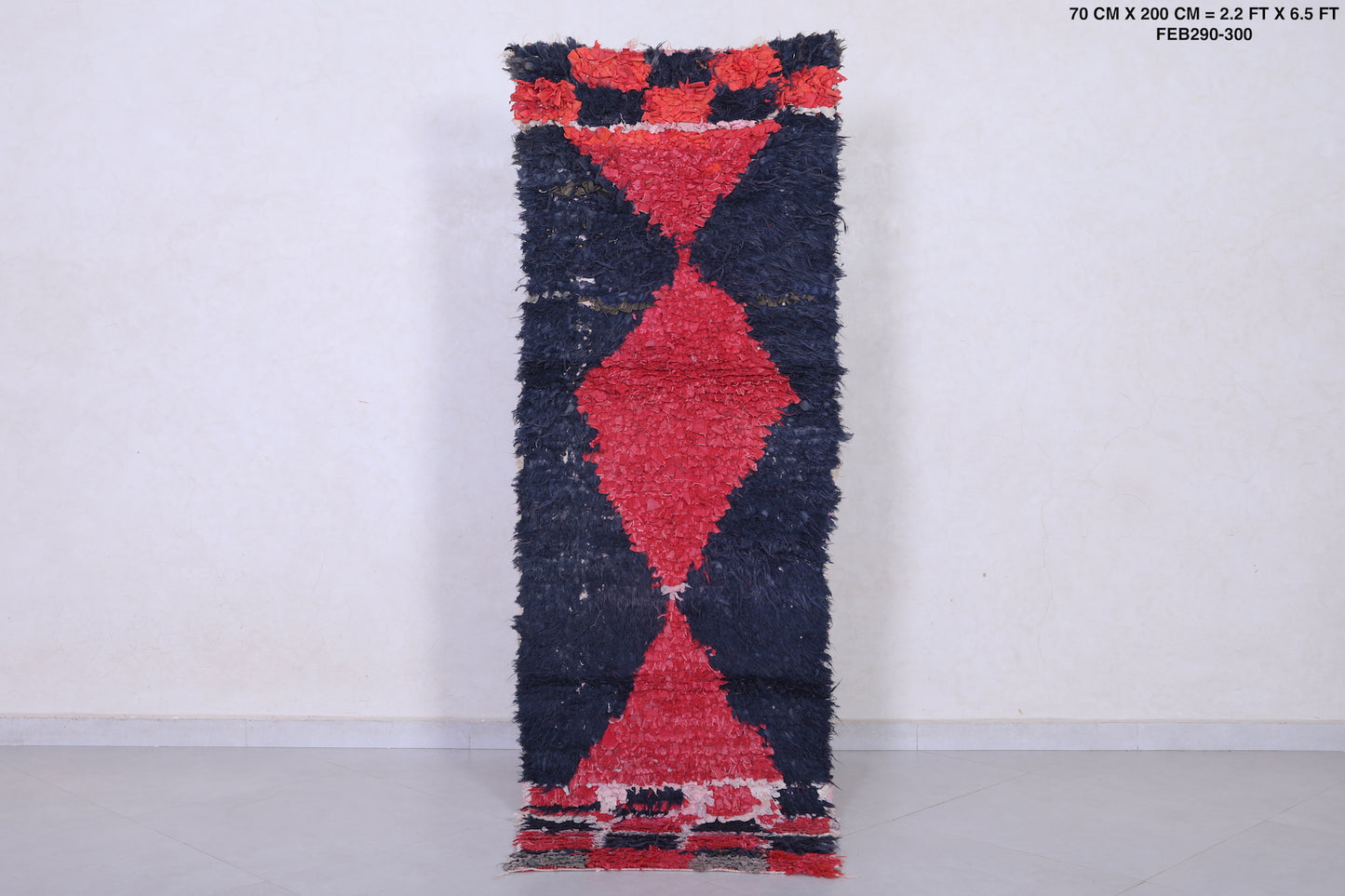 Vintage handmade moroccan berber runner rug 2.2 FT X 6.5 FT