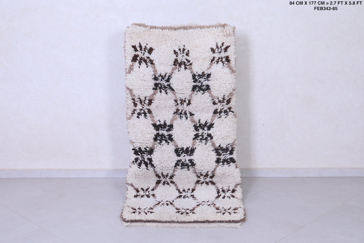 Vintage handmade moroccan berber runner rug  2.7 FT X 5.8 FT