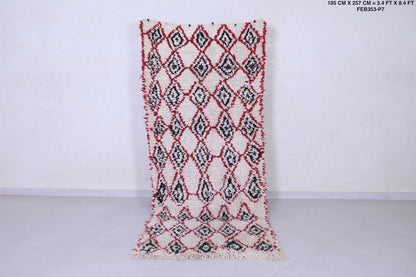 Long Handmade Moroccan Rug Shag 3.4 X 8.4 Feet