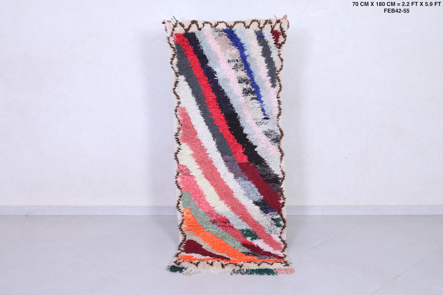 Colorful Shaggy Moroccan rug 2.2 X 5.9 Feet