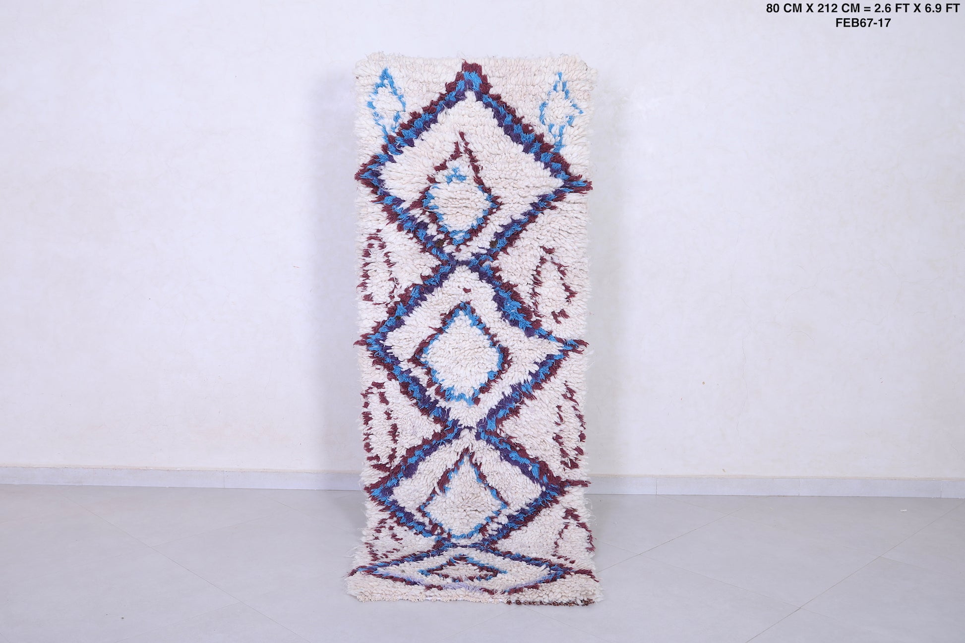 Berber Shaggy Moroccan Hallway Rug 2.6 X 6.9 Feet