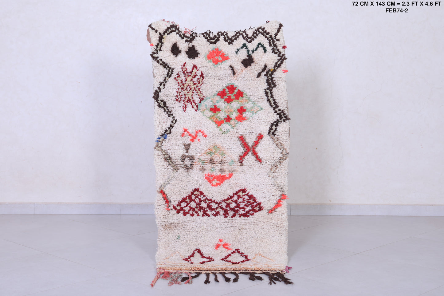Beautiful Moroccan Boucherouite rug shag 2.3 X 4.6 Feet