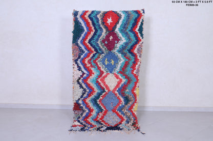 Colorful Moroccan Boucherouite Rug 3 X 5.9 Feet