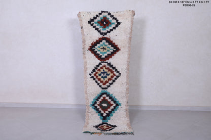 Vintage handmade moroccan runner rug 2 FT X 6.1 FT