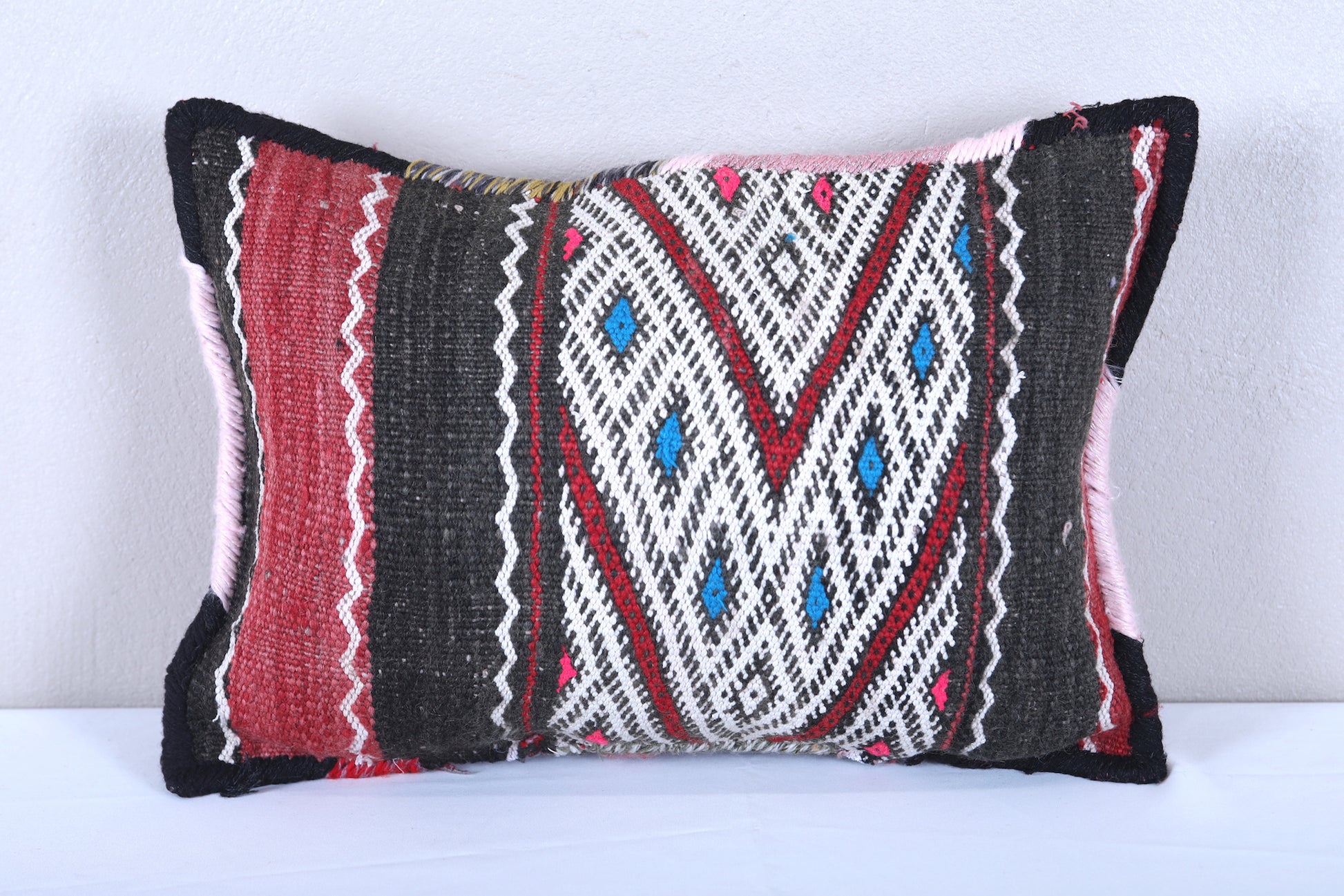 Vintage moroccan handwoven kilim pillow 13.7 INCHES X 18.8 INCHES