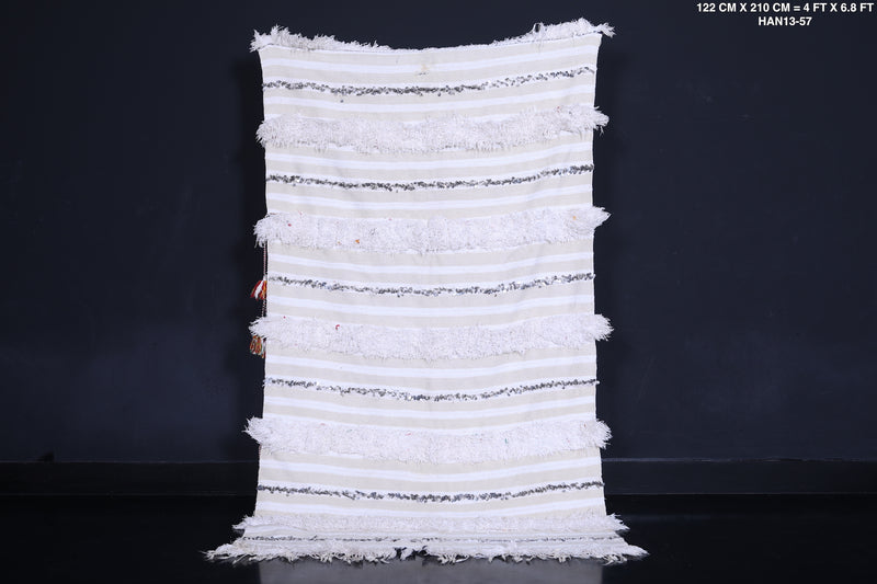 Moroccan Berber Tribal Blanket 4 x 6.8 ft | Handmade Rug - Wedding blanket