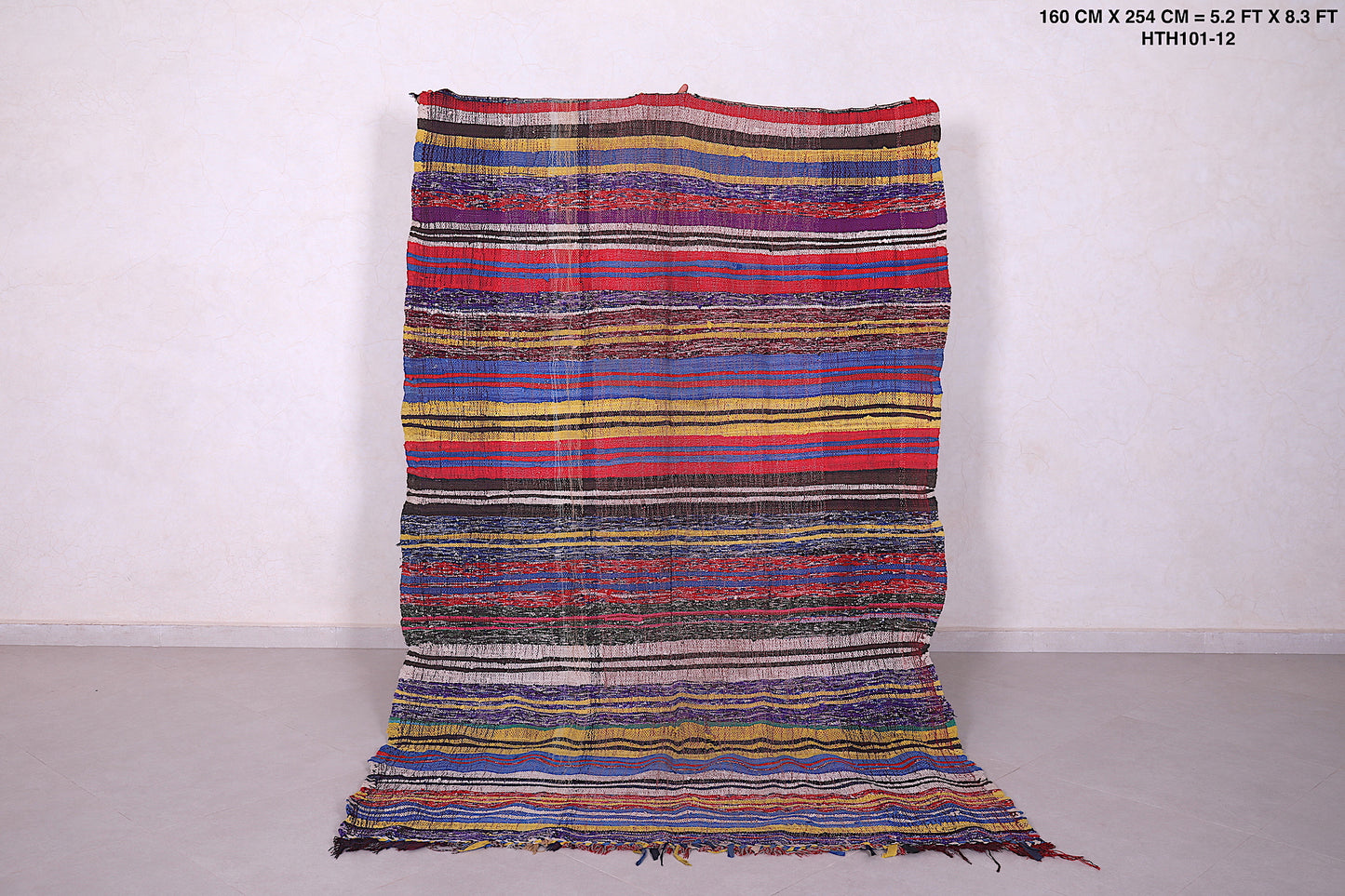 Colorful Moroccan kilim rug 5.2 FT X 8.3 FT