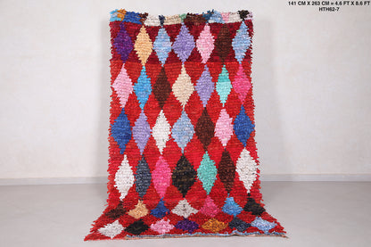 Colorful Azilal Boucherouite rug 4.6 x 8.6 Feet