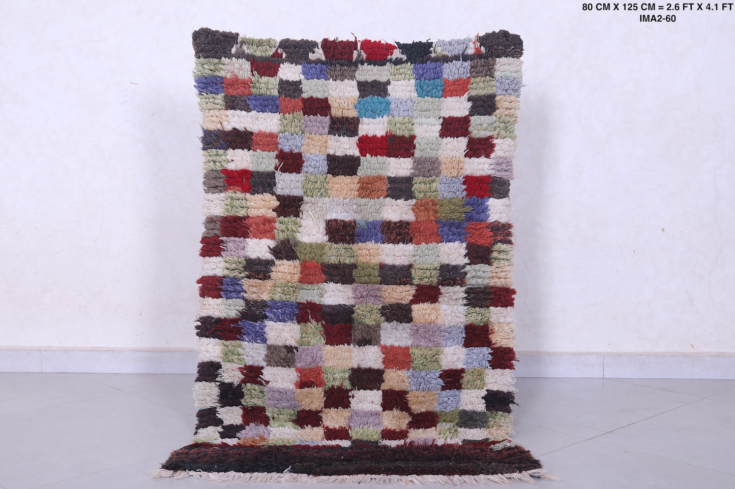 Vintage handmade moroccan berber rug 2.6 X 4.1 Feet