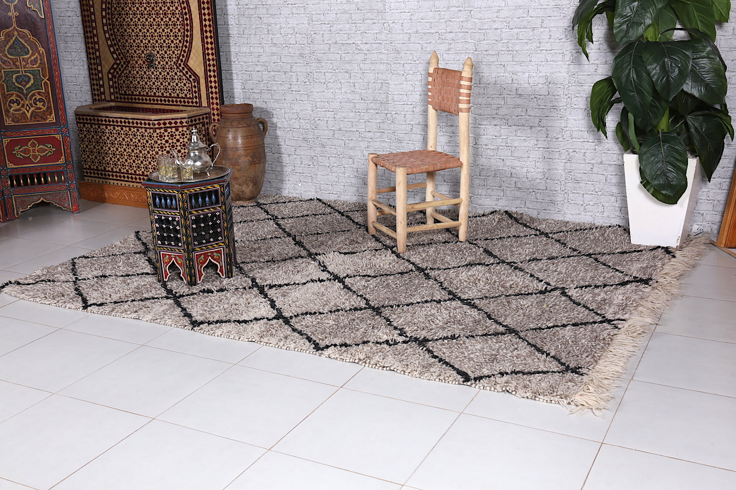 Gray Beni ourain rug - Berber Moroccan Rug - Custom Rug