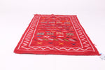 Handwoven Red Moroccan kilim 3.1 FT X 5.3 FT