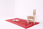 Handwoven Red Moroccan kilim 3.1 FT X 5.3 FT