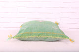 Green Moroccan Kilim pillow 16.9 inches X 17.7 inches