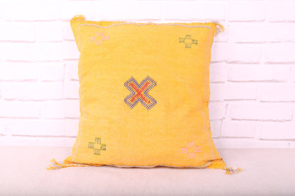 Yellow Moroccan Kilim Pillow 17.7 inches X 18.8 inches
