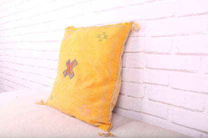 Yellow Moroccan Kilim Pillow 17.7 inches X 18.8 inches