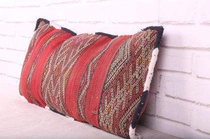 Red Moroccan pillow rug kilim 12.9 inches X 25.1 inches