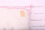 White Moroccan Kilim Cushion 18.8 inches X 20 inches