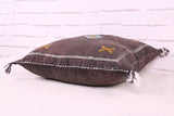 Dark Brown Berber Kilim Pillow 17.3 inches X 17.7 inches