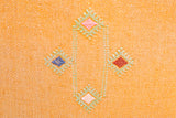 Yellow Moroccan pillow rug 18.8 inches X 19.6 inches