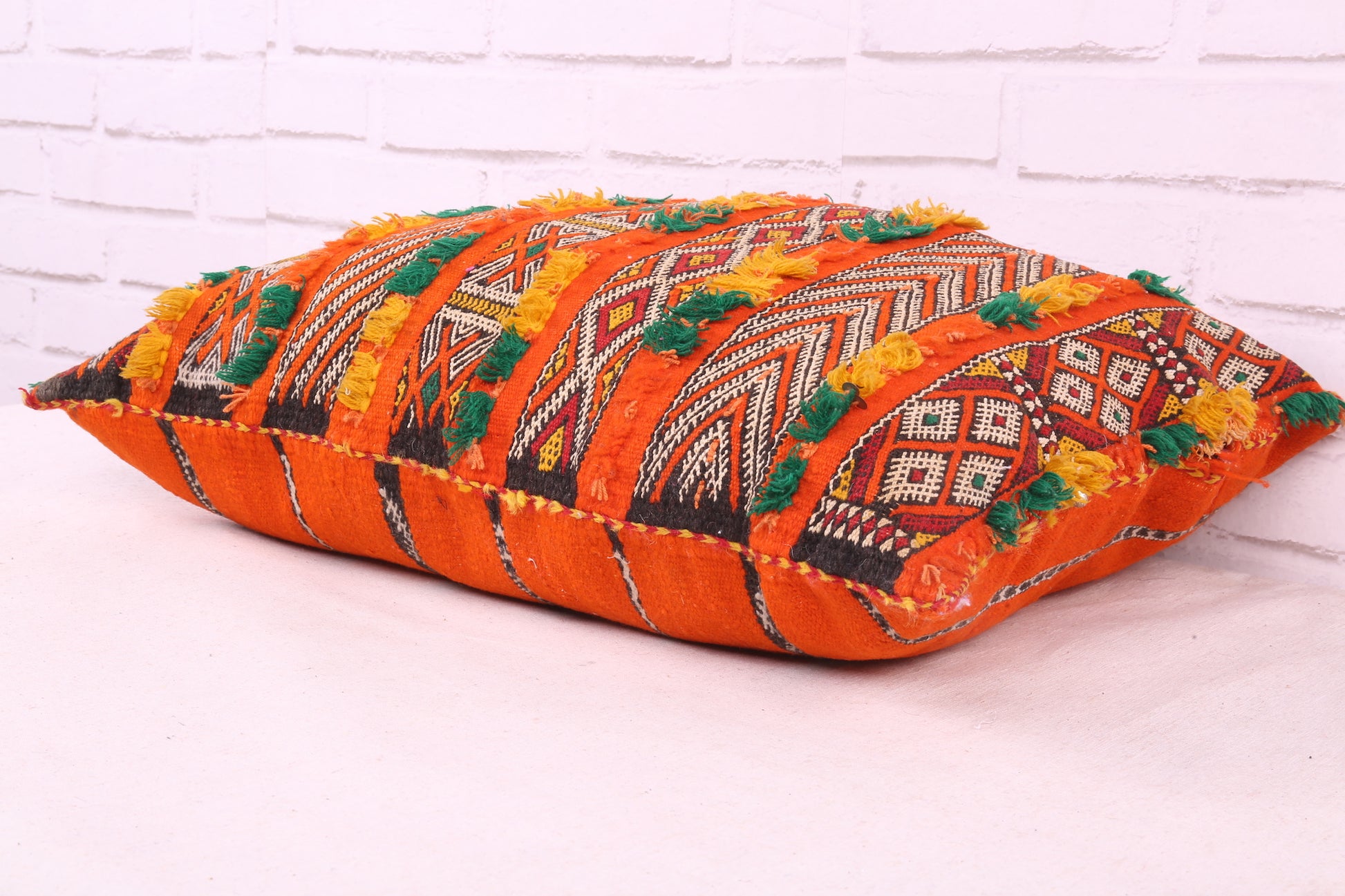 Hand Knotted Orange Kilim Pillow 18.5 inches X 22.8 inches